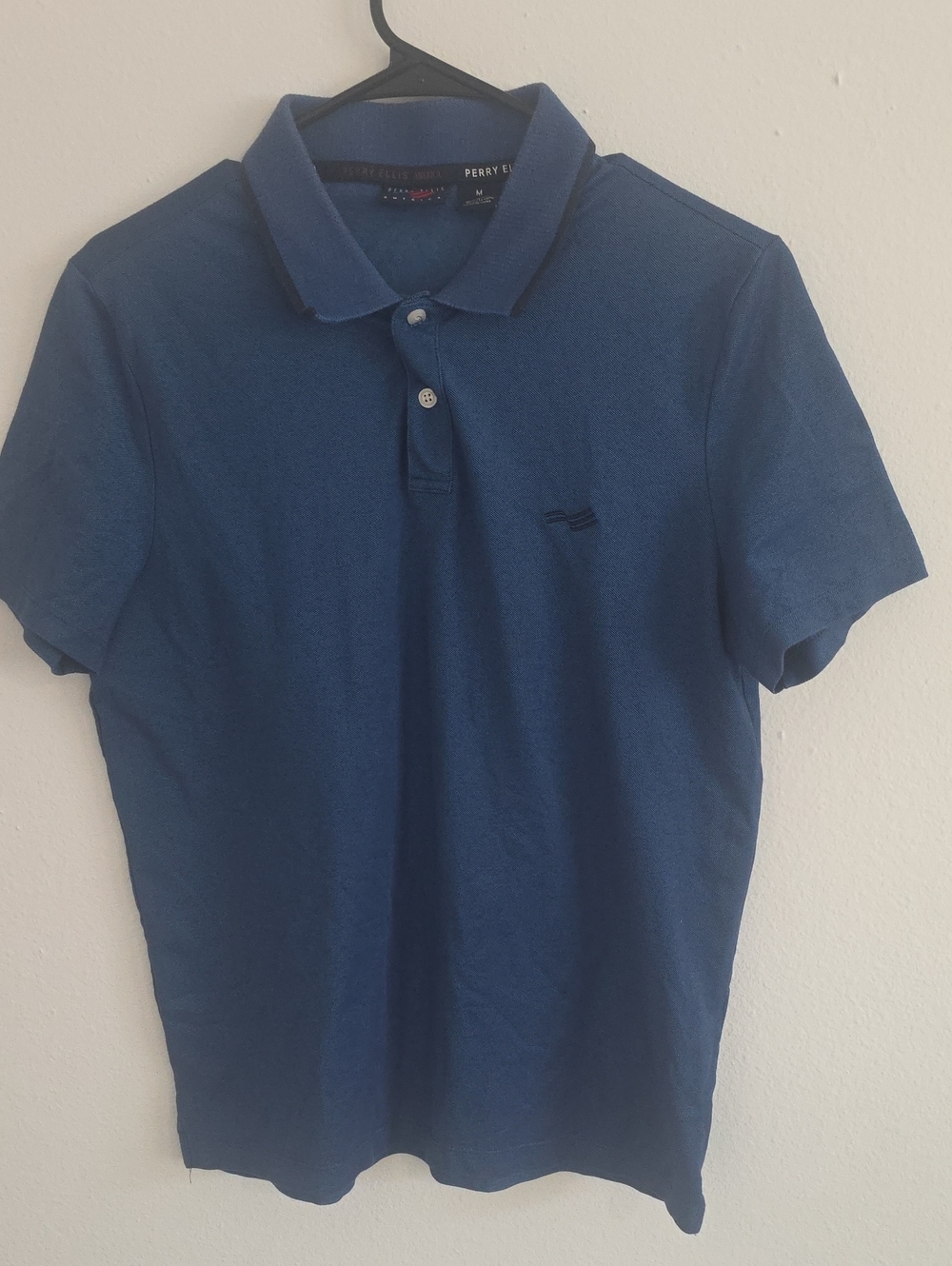 Perry Ellis Navy Blue Short-Sleeve Polo